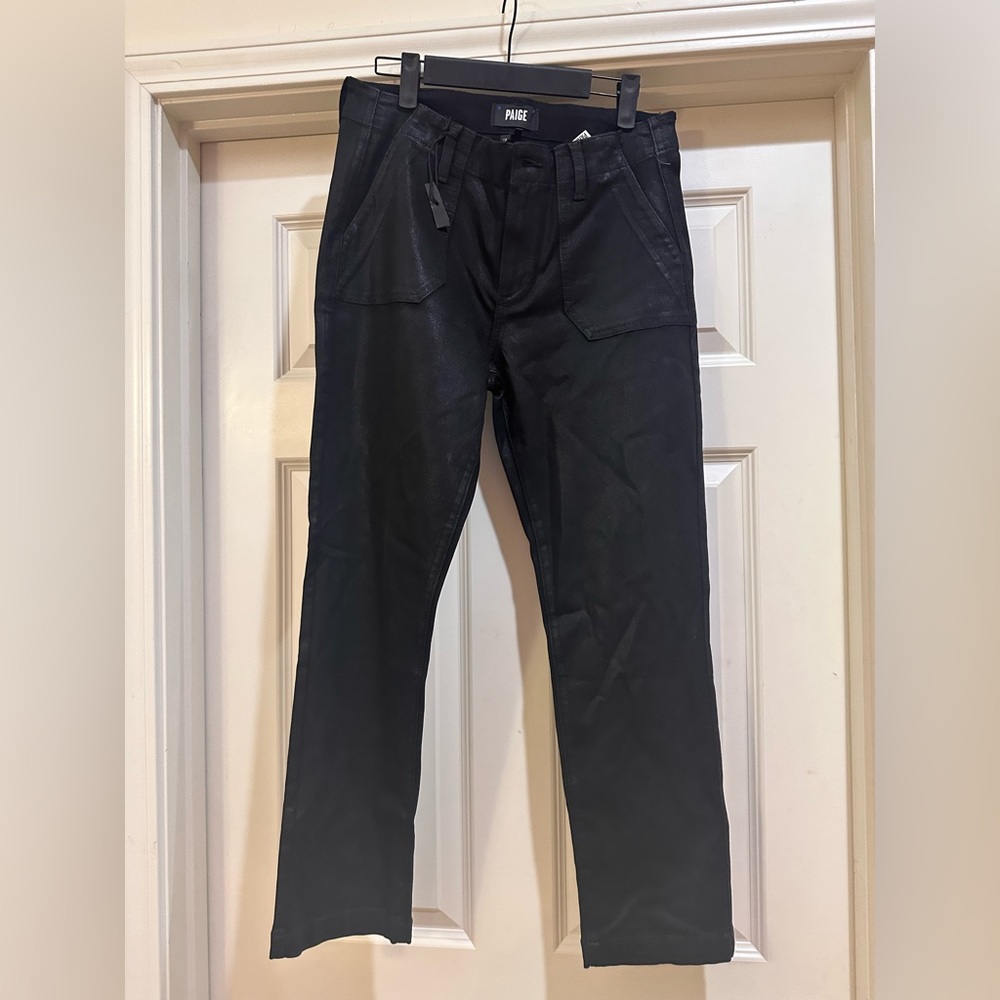 Paige Mayslie Straight Ankle - Black Fog Luxe Coating | size 29 | NWOT